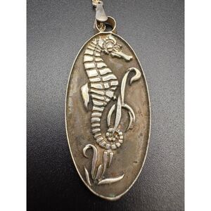 Sterling Silver Sea Horse Pendant Necklace, 18” NEW, Made in USA, Handmade